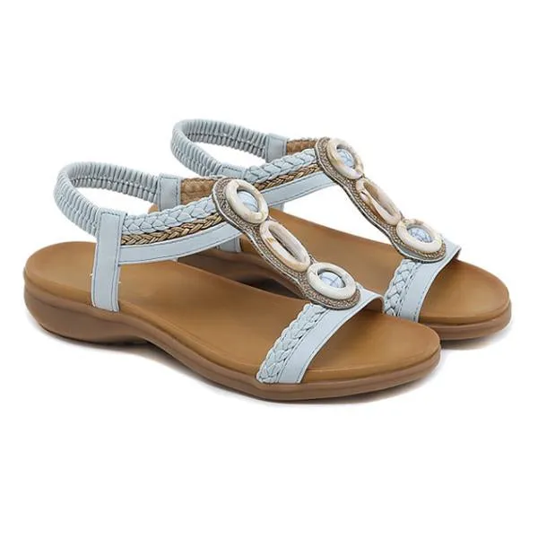 Women's Bohemian Round Toe Beach Flat Sandals 15646316S