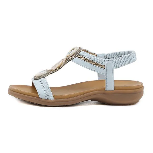 Women's Bohemian Round Toe Beach Flat Sandals 15646316S