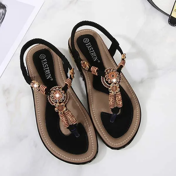 Women'S Bohemian Thong Sandals Beaded Rhinestones 62672751C