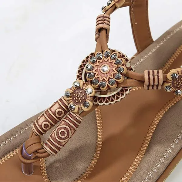 Women'S Bohemian Thong Sandals Beaded Rhinestones 62672751C