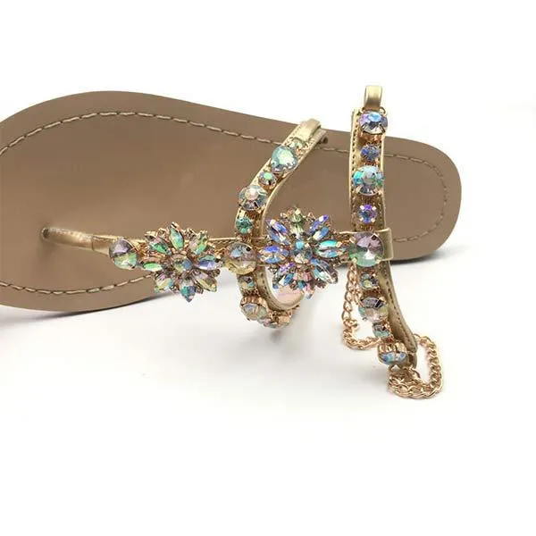 Women'S Boho Flat Rhinestone Sandals 13554511C