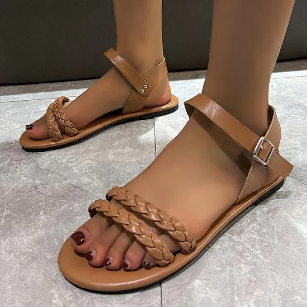 Women's Braided Flat Fashion Buckled Beach Sandals 76826852S