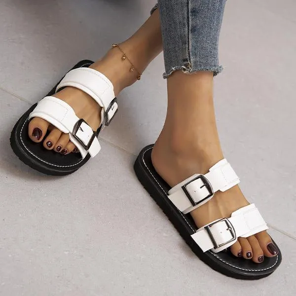 Women's Casual Belt Buckle Thick Soled Slippers 82127561S