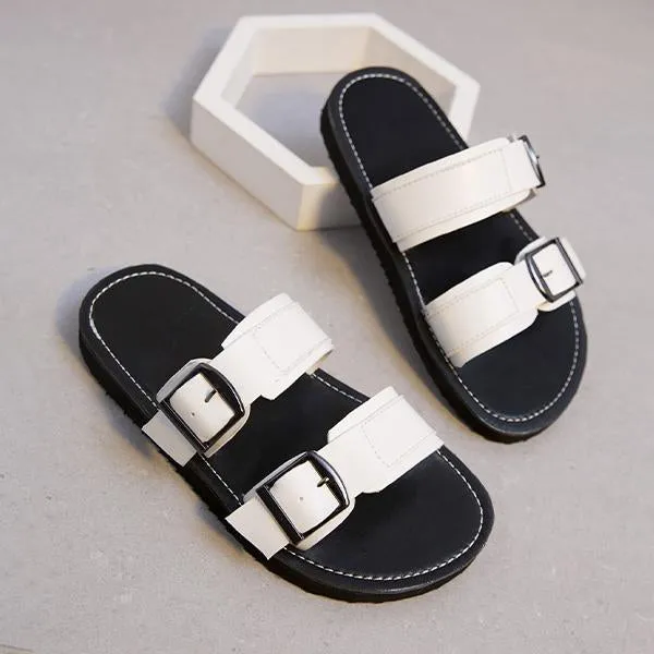 Women's Casual Belt Buckle Thick Soled Slippers 82127561S