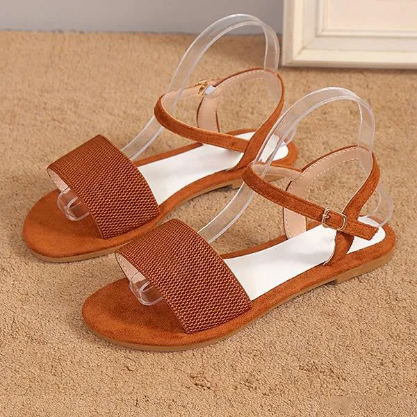 Women's Casual Buckle Suede Flat Sandals 16055348C