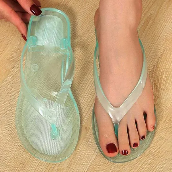 Women's Casual Flat Transparent Jelly Flip Flops 36374165C