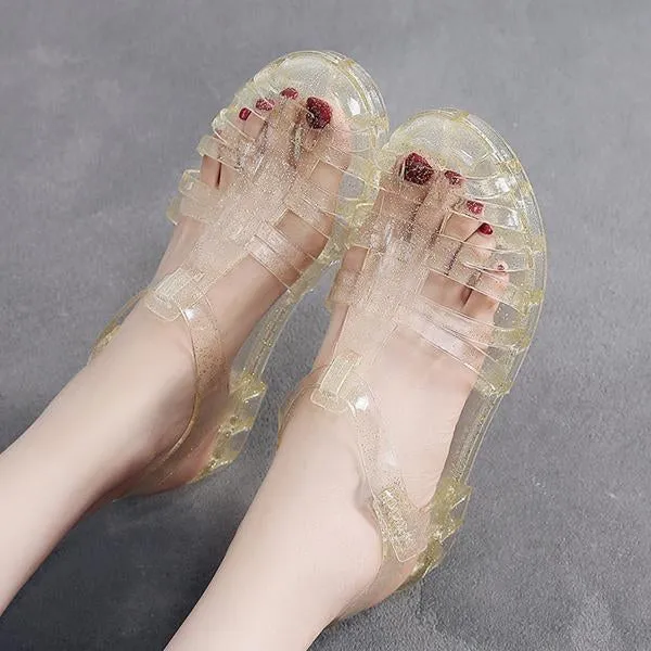 Women's Casual Flat Transparent Jelly Shoes 25382782C