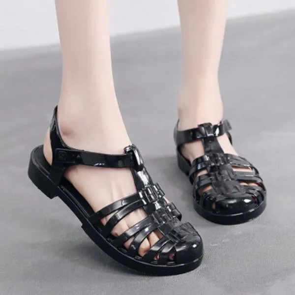 Women's Casual Flat Transparent Jelly Shoes 25382782C