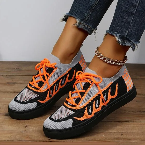 Women's Casual Mesh Color Block Lace-up Sneakers 86430593S