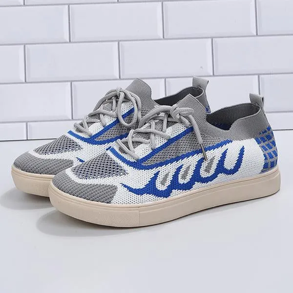 Women's Casual Mesh Color Block Lace-up Sneakers 86430593S