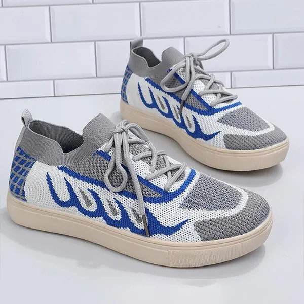 Women's Casual Mesh Color Block Lace-up Sneakers 86430593S