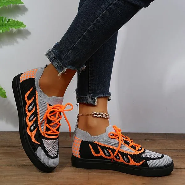 Women's Casual Mesh Color Block Lace-up Sneakers 86430593S