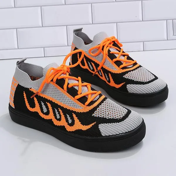 Women's Casual Mesh Color Block Lace-up Sneakers 86430593S