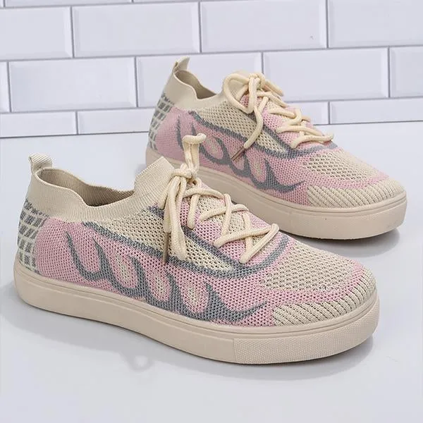 Women's Casual Mesh Color Block Lace-up Sneakers 86430593S