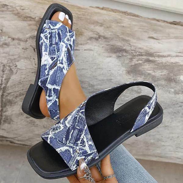 Women's Casual Skeleton Print Beach Flat Sandals 69713664S