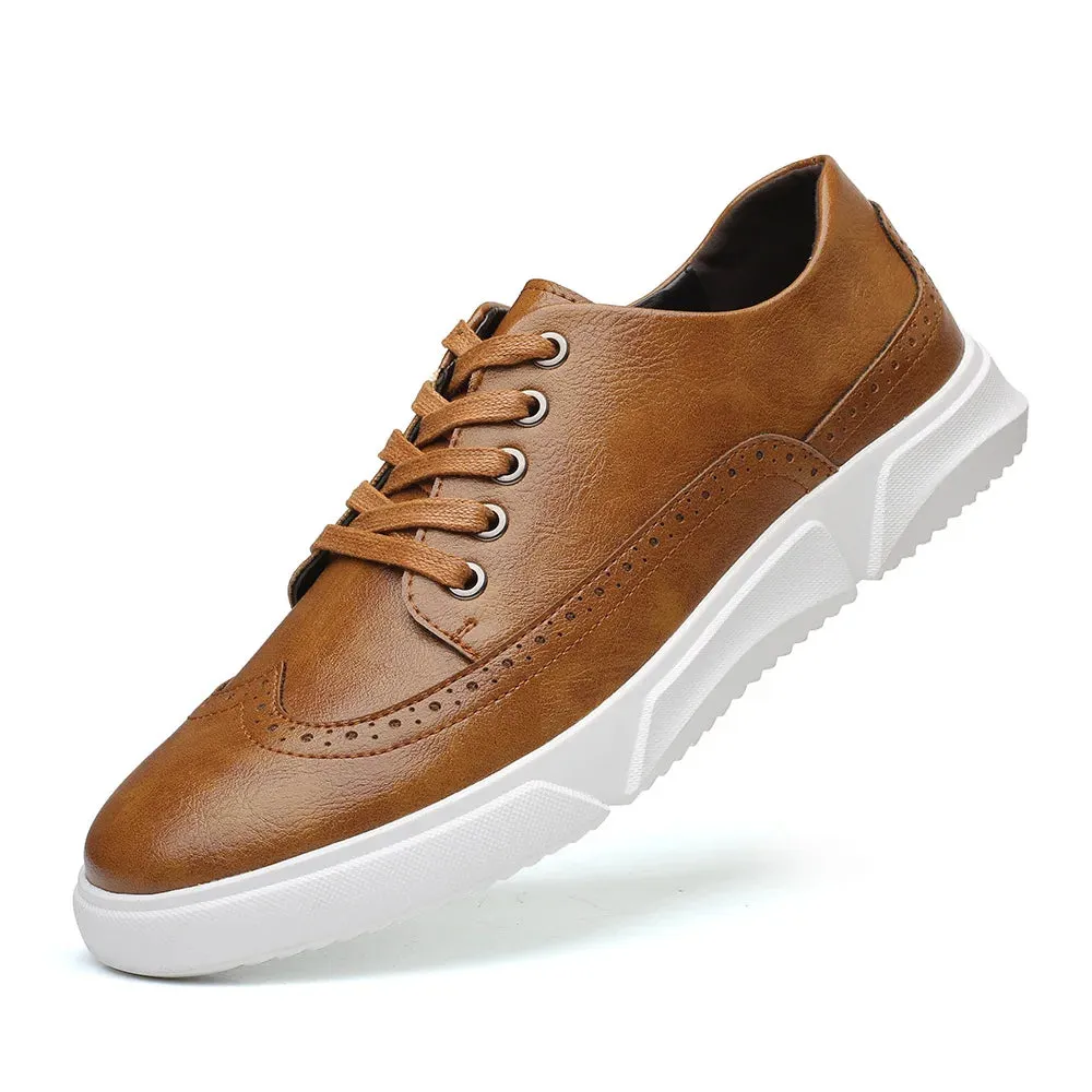 Xituodai  Plus Sizes Men's Casual Leather Shoes Men Fashion British Board Shoes Mens Lace-up Retro Brogue Shoes Flats